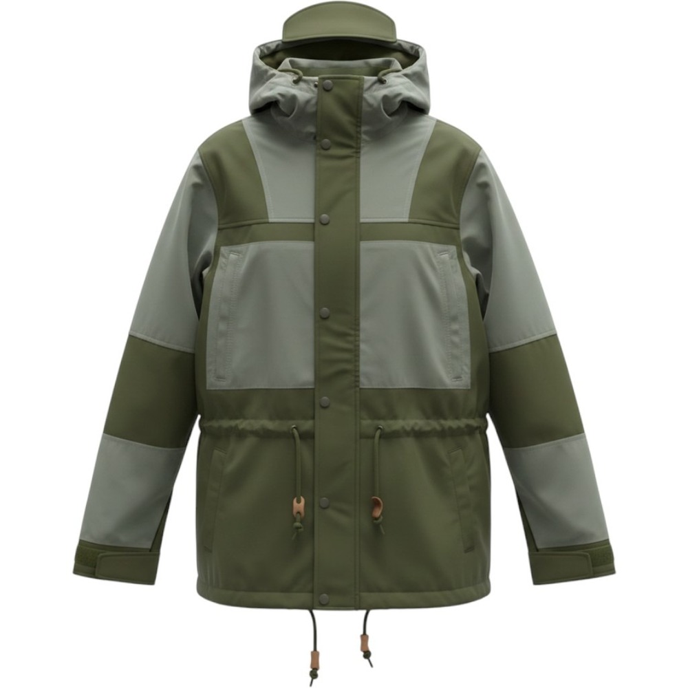 Alpine Design Mens Hooded Parka Jacket Olive Green Two Tone Size M New